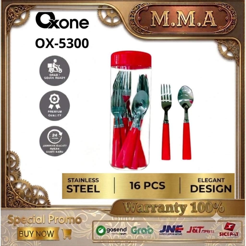 OXONE OX5300 SENDOK GARPU MAKAN CUTLERY SET 16 PCS OX-5300 STAINLESS