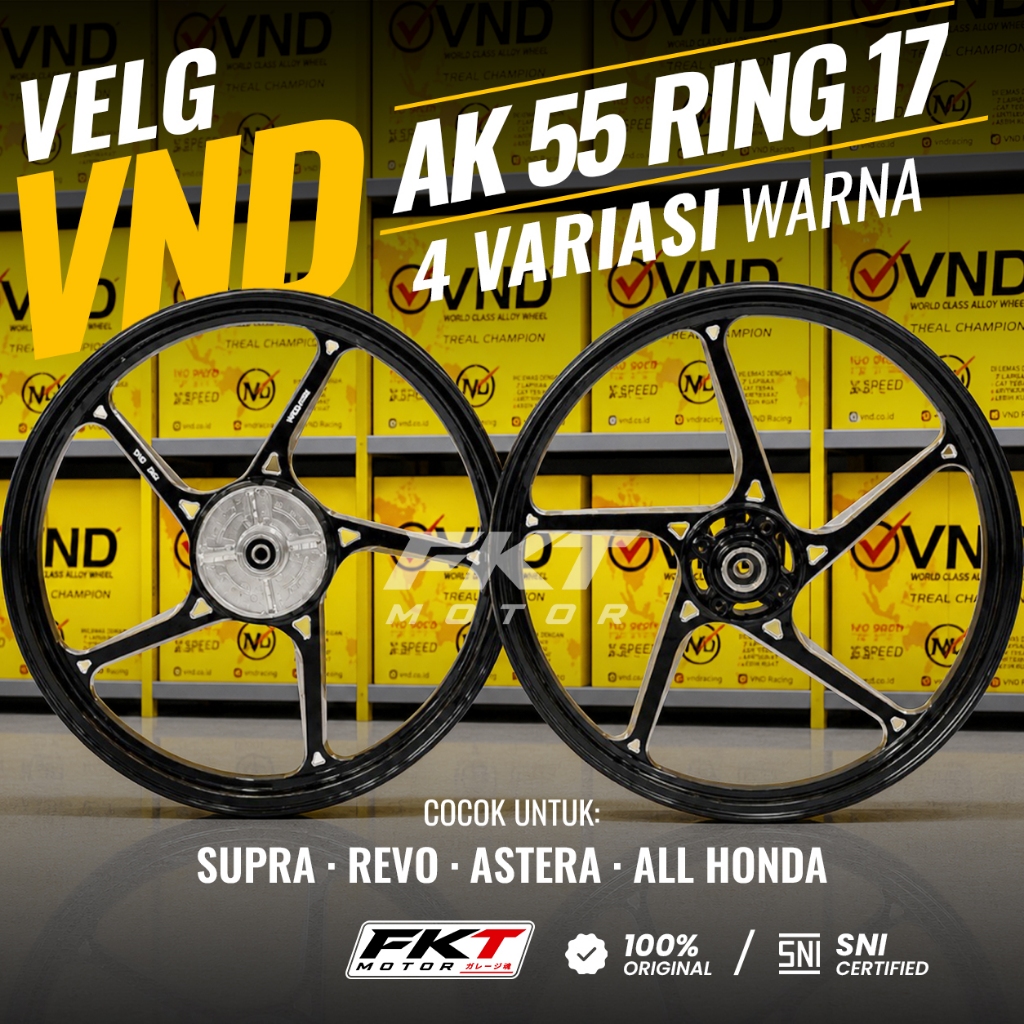 Velg Racing VND AK 55 Ring 17 Untuk Supra X 125 Karbu Injeksi Revo FI Wave 125 Blade Supra Fit Astre