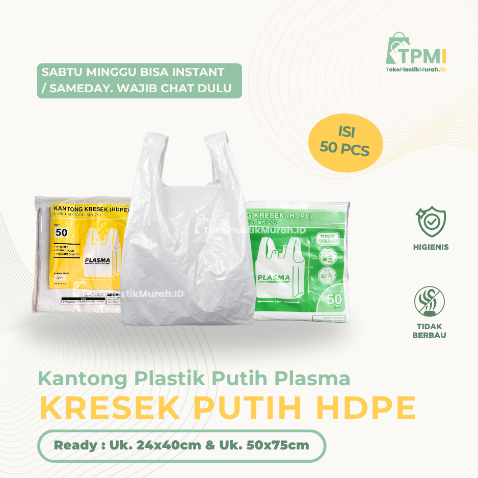 [BISA INSTANT] KRESEK PUTIH PLASMA UK 24 | KRESEK PUTIH 24 | KRESEK HDPE PUTIH | KRESEK PLASMA