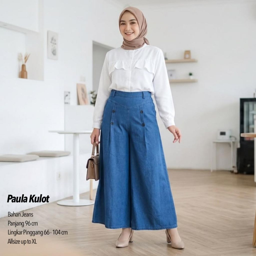 KULOT PAULA / PAULA KULOT JEANS / KULOT JEANS PAYUNG SIZE XXL / KULOT JEANS WANITA / KULOT LEBAR JEA