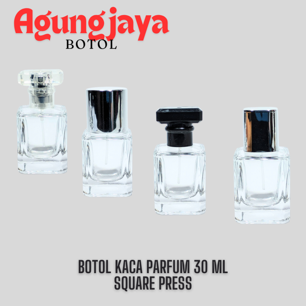 Botol Kaca Parfum 30 Ml Square Pump Press Silver / Botol Kaca Parfum 30 Ml /  Botol Kaca / Botol Par