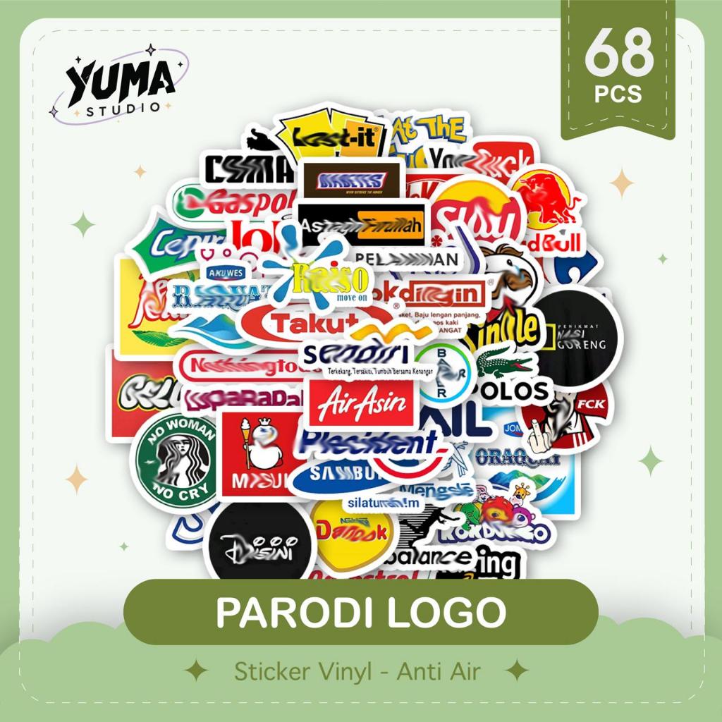 Parody Typo Logo Sticker Pack Waterproof | Sticker lucu Vinyl Collection untuk Laptop, Helm, Tumbler
