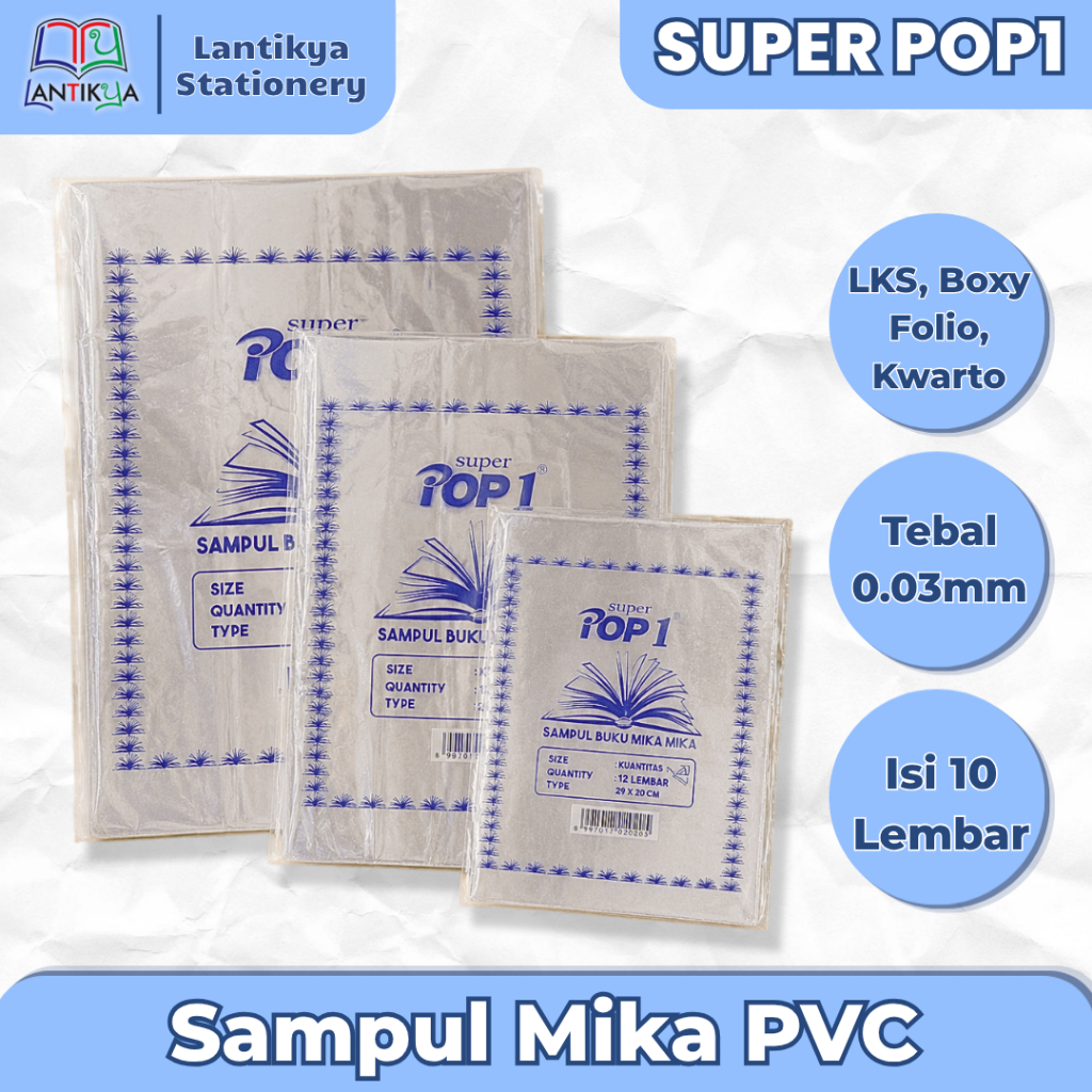 SUPER POP1 Sampul Plastik Mika PVC Tanpa Lem + Ada Sekat Langsung Pakai / Sampul Buku Isi 10 Lembar