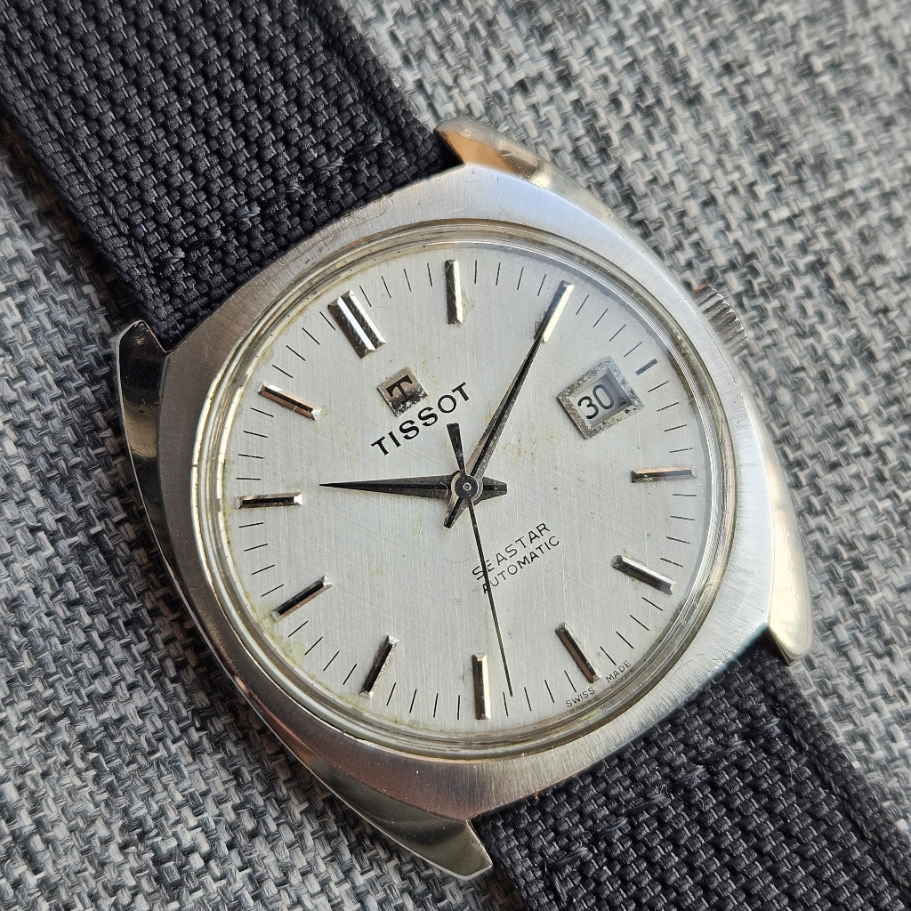 Tissot Jam tangan Seastar Automatic Vintage Swiss Date Silver Dial Men's Watch