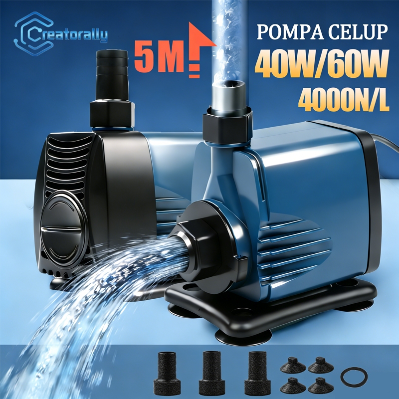 Creatorally Power Head Pompa Celup Aquarium 4000L/H Mesin Pompa Air Kolam Ikan Mesin Air Terjun Kola