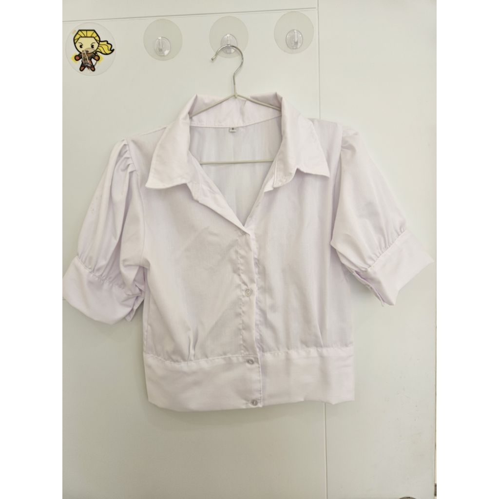 Kemeja Putih Wanita Crop Top