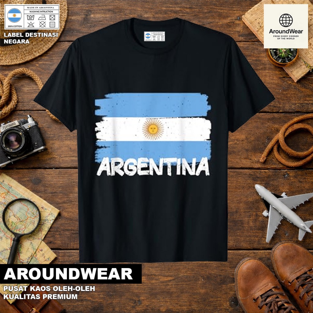 BAJU KAOS OLEH OLEH ARGENTINA 11, PAKAI TAG NEGARA ASAL ARGENTINA BAHAN SOUVENIR PREMIUM GIFT