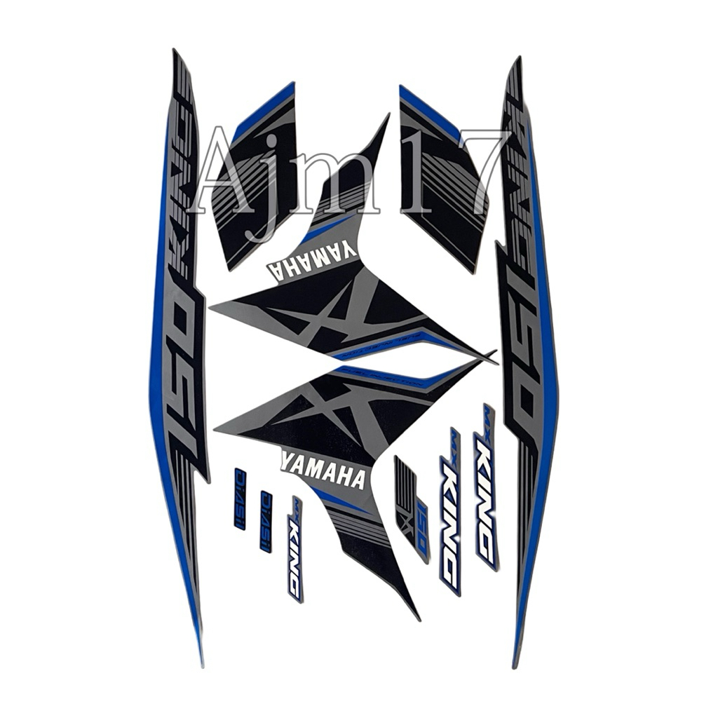STIKER STRIPING MX KING 2017 HITAM ABU GREY LIS BIRU