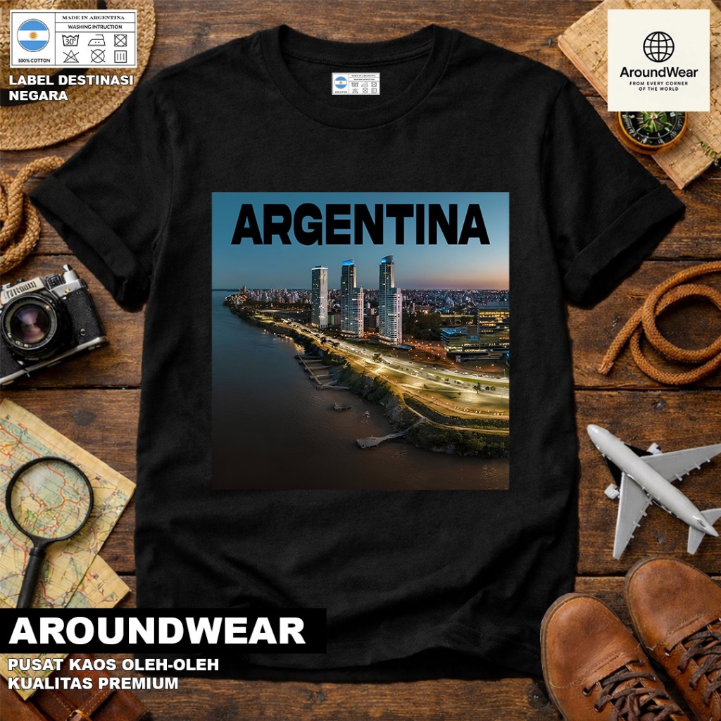 BAJU KAOS OLEH OLEH ARGENTINA 13, PAKAI TAG NEGARA ASAL ARGENTINA BAHAN SOUVENIR PREMIUM GIFT