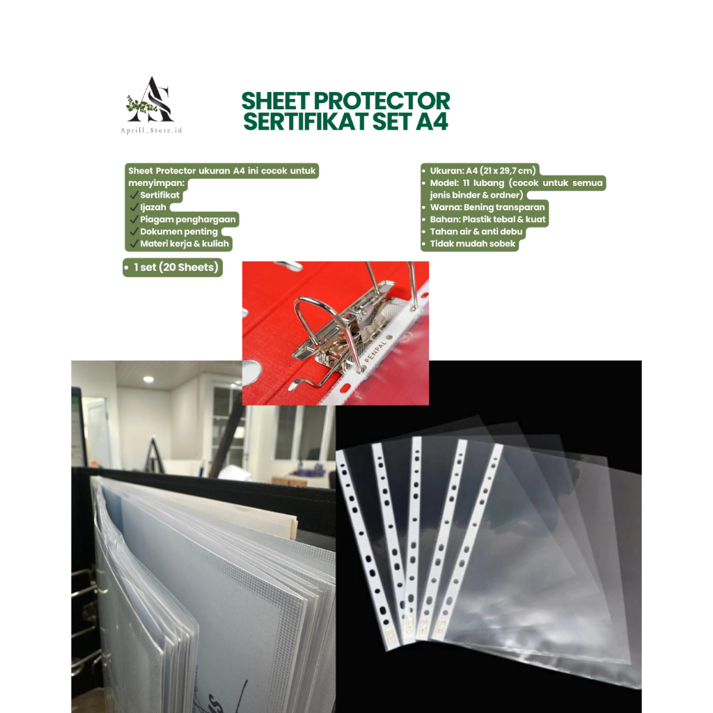 Sheet Protector Binder Plastik Sertifikat A4 Map Bening Tebal Pelindung Dokumen Anti Air