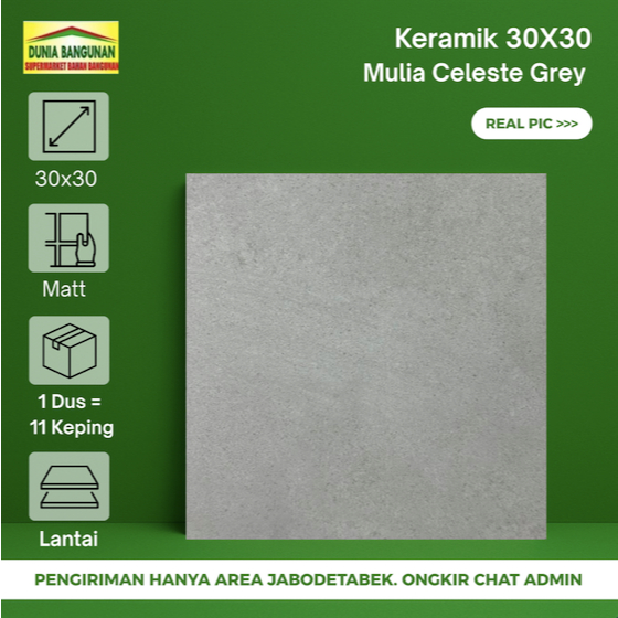 Keramik 30x30 Lantai Dapur Keramik Mulia Celeste Grey Keramik Lantai Abu Matt/Keset