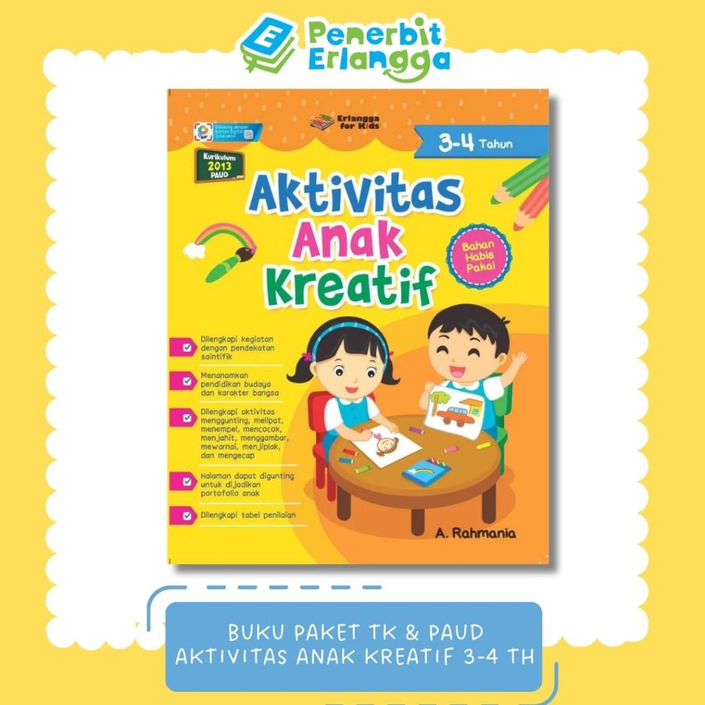 [Erlangga] Buku Paket Aktivitas Anak: Seri Aktivitas Anak Kreatif 3-4 Tahun