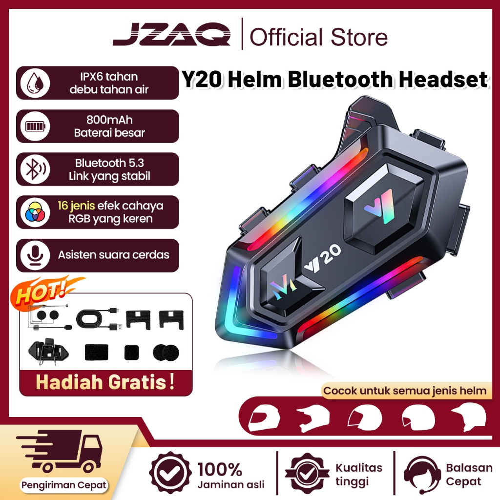 JZAQ Y20 Helm Headset Bluetooth Motor / Helm Headset Bluetooth / Headset Bluetooth Full Bass / Heads