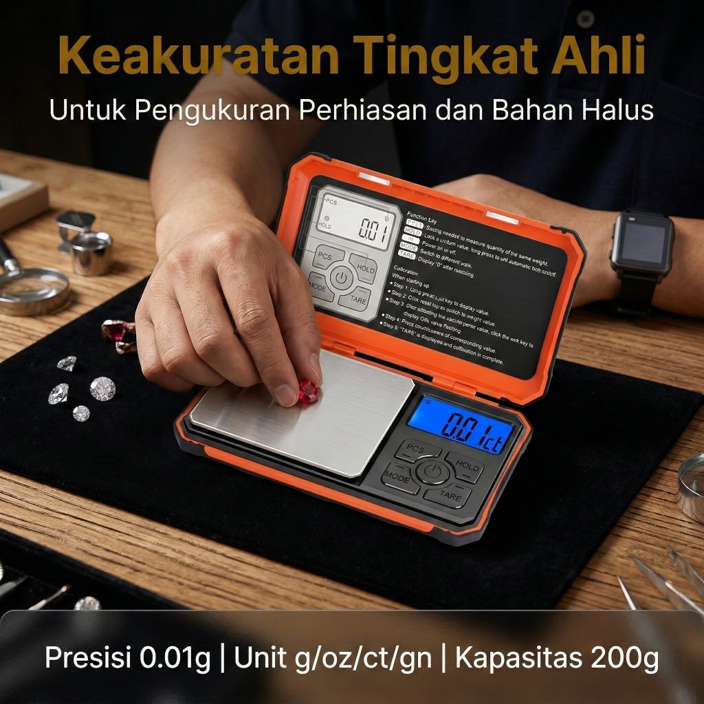 Timbangan Emas Mini Digital Ori 500grPocket Scale Digital 0.01g Dengan Baterai
