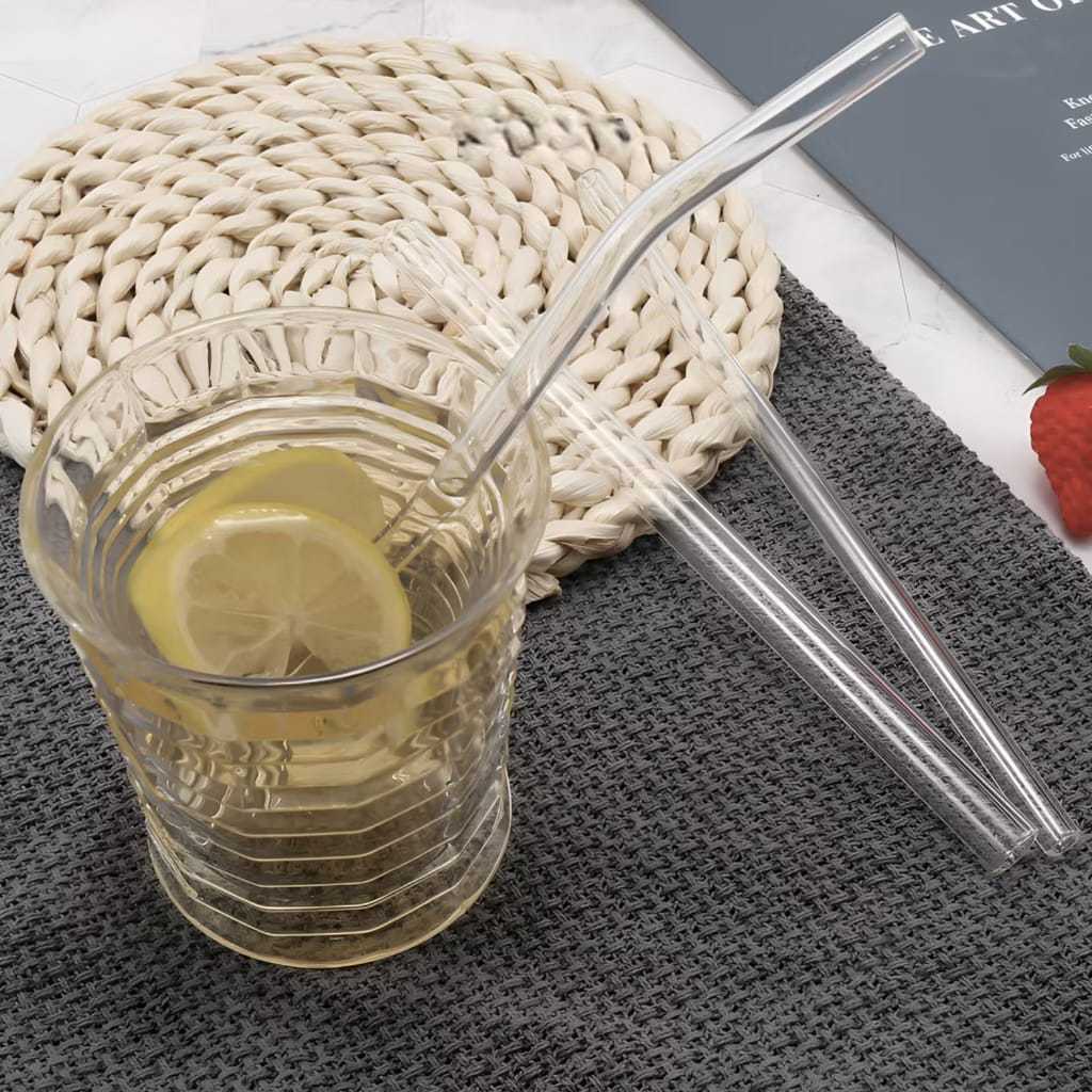 Sedotan Kaca Bengkok / Lurus, Pipet Kaca 20cm 18cm GLASS STRAW CLEAR TRANSPARANT