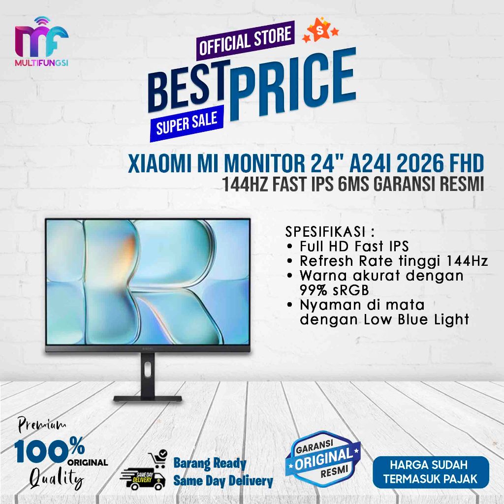 Xiaomi Mi Monitor 24" A24i 2026 FHD 144Hz Fast IPS 6ms Garansi Resmi