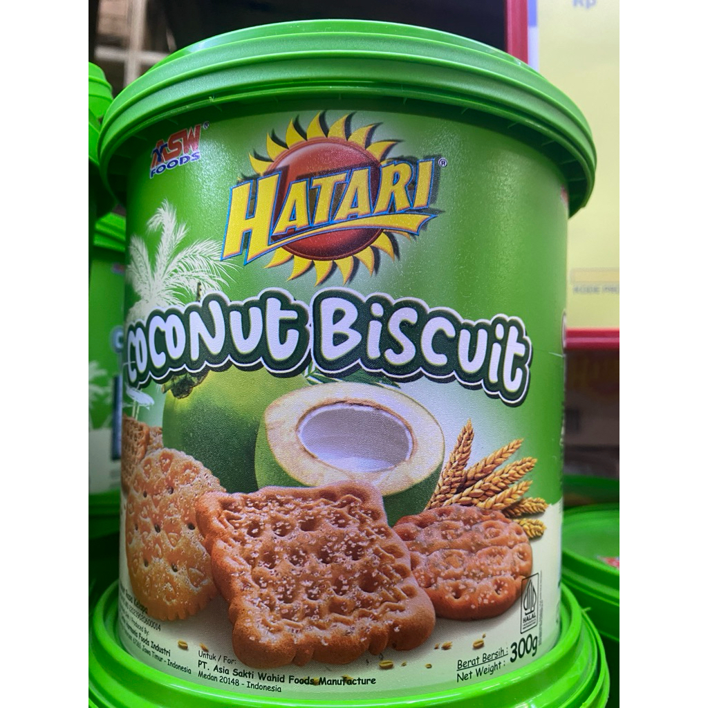 Hatari Coconut Biskuit kaleng bulat TPS 325gr 1 dus 6 pcs