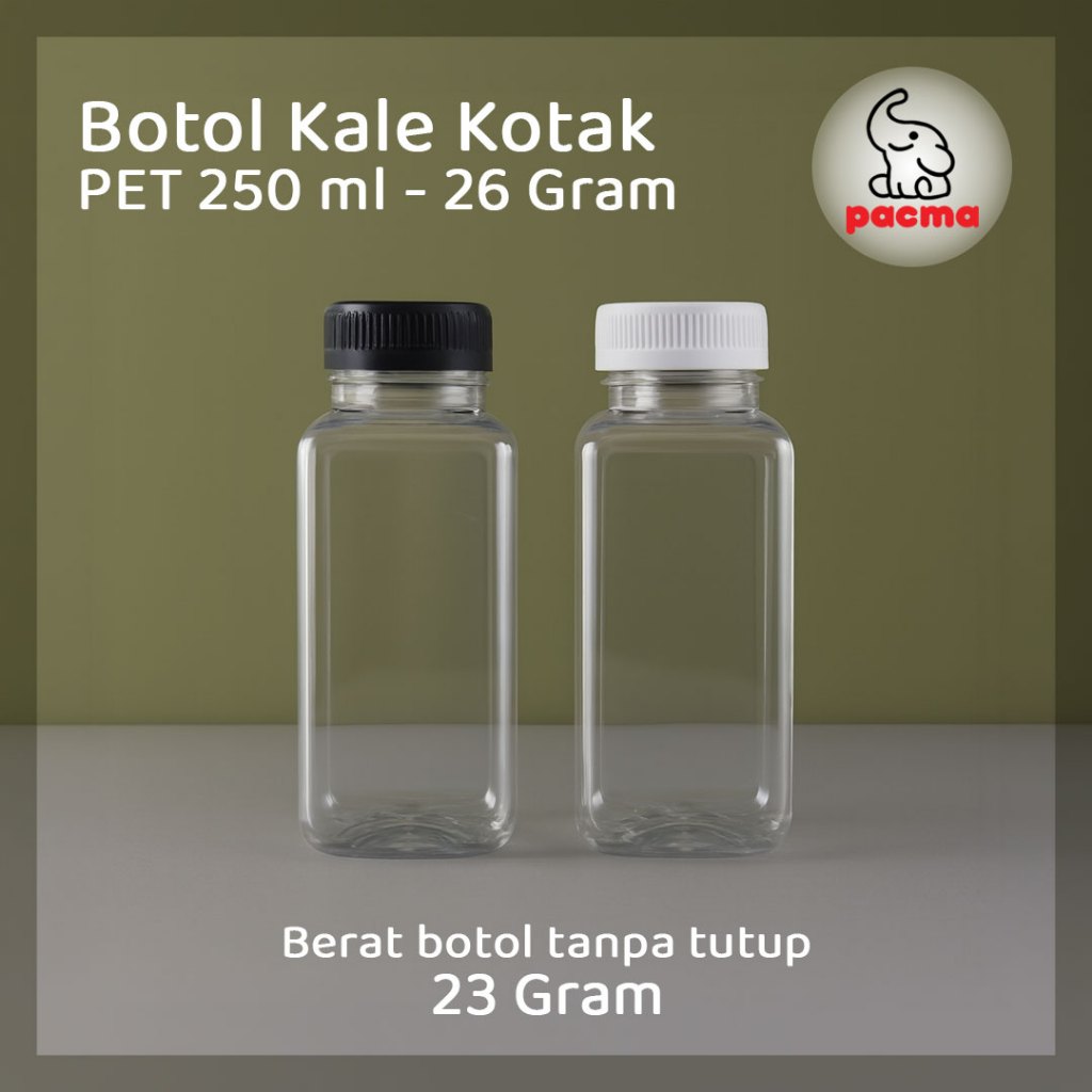 Botol Kale Kotak 250 ml PET tebal 26gr