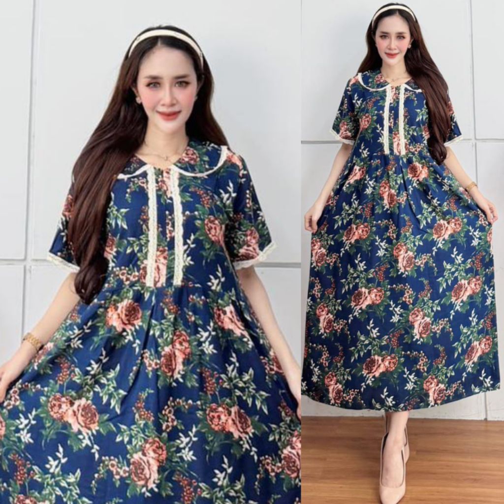 NEW DASTER ARAB RENDA MOTIF BUNGA MAWAR VARIASI RENDA KERAH RESLETING DEPAN JUMBO