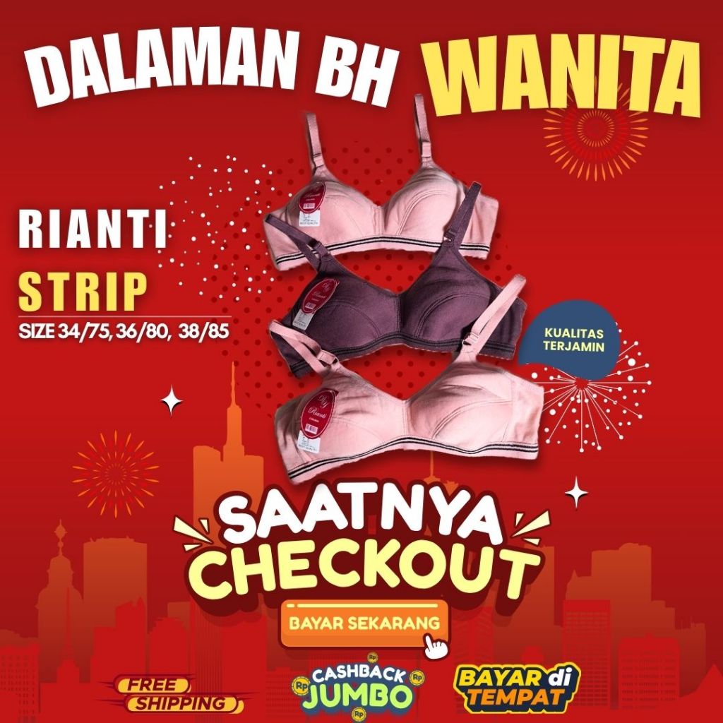 BRA WANITA RIANTI STRIP BAHAN KATUN BERKUALITAS PREMIUM TIDAK PANAS