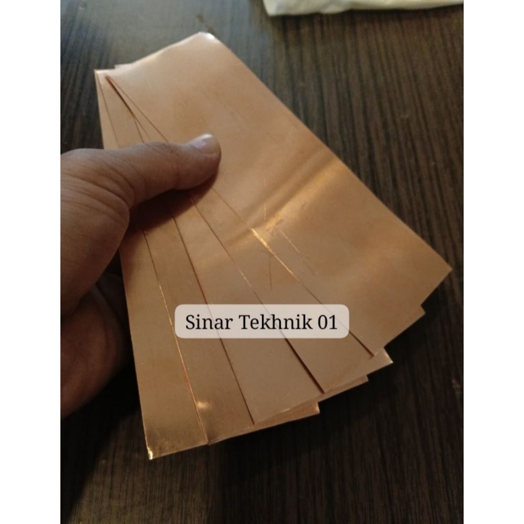 Plat Tembaga Murni Import Tebal 0,1mm x 50mm x 150mm