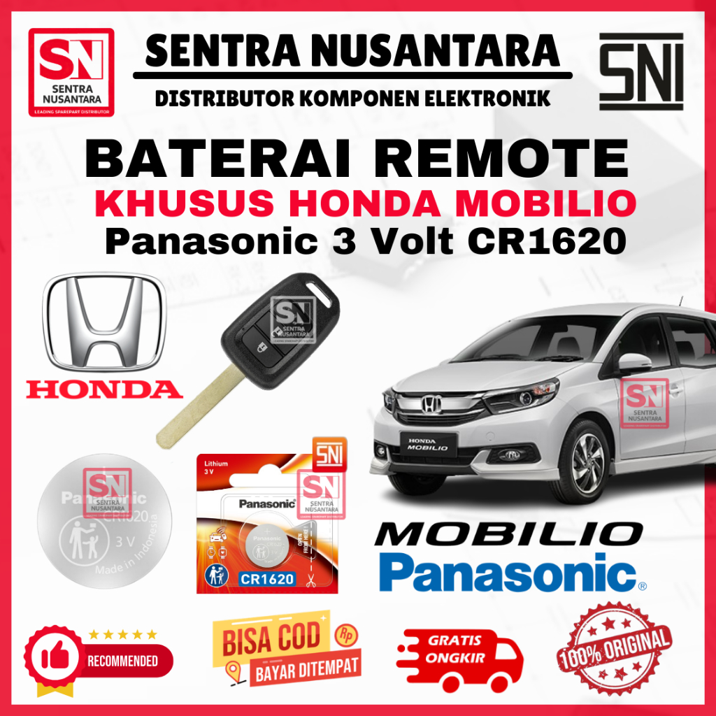 BATERAI REMOTE HONDA MOBILIO ORIGINAL PANASONIC CR1620 | BATTERY REMOTE MOBILIO HONDA KUALITAS BAGUS