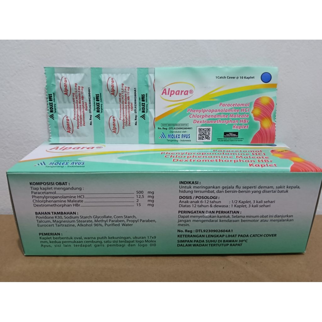 Alpara Kaplet Obat demam Batuk dan Flu, 1 Strip Isi 10 Kaplet