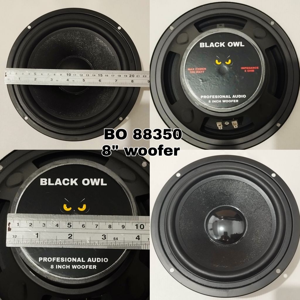 Black Owl BO 88350 speaker komponen 8 inch woofer 350 Watt 8 ohm speker driver 8" spiker 8in profesi