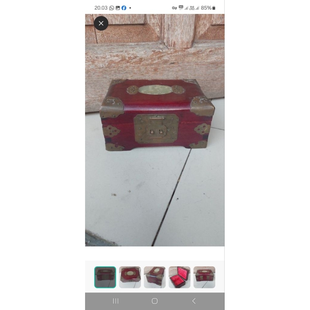 kotak antik unik dari kayu kuningan hias batu giok