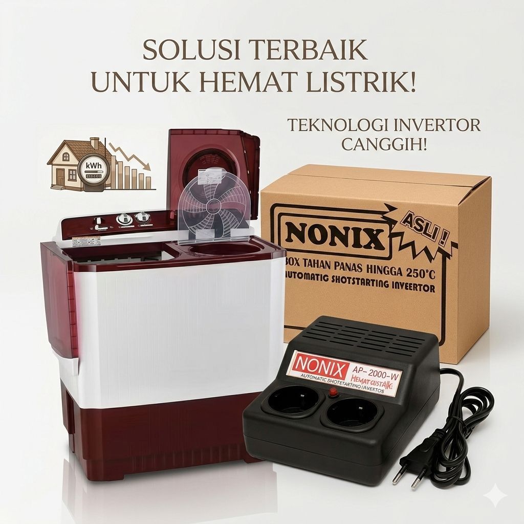 Inverator penghemat listrik NONIX 2000 watt. Bisa utk kulkas, tv,dll