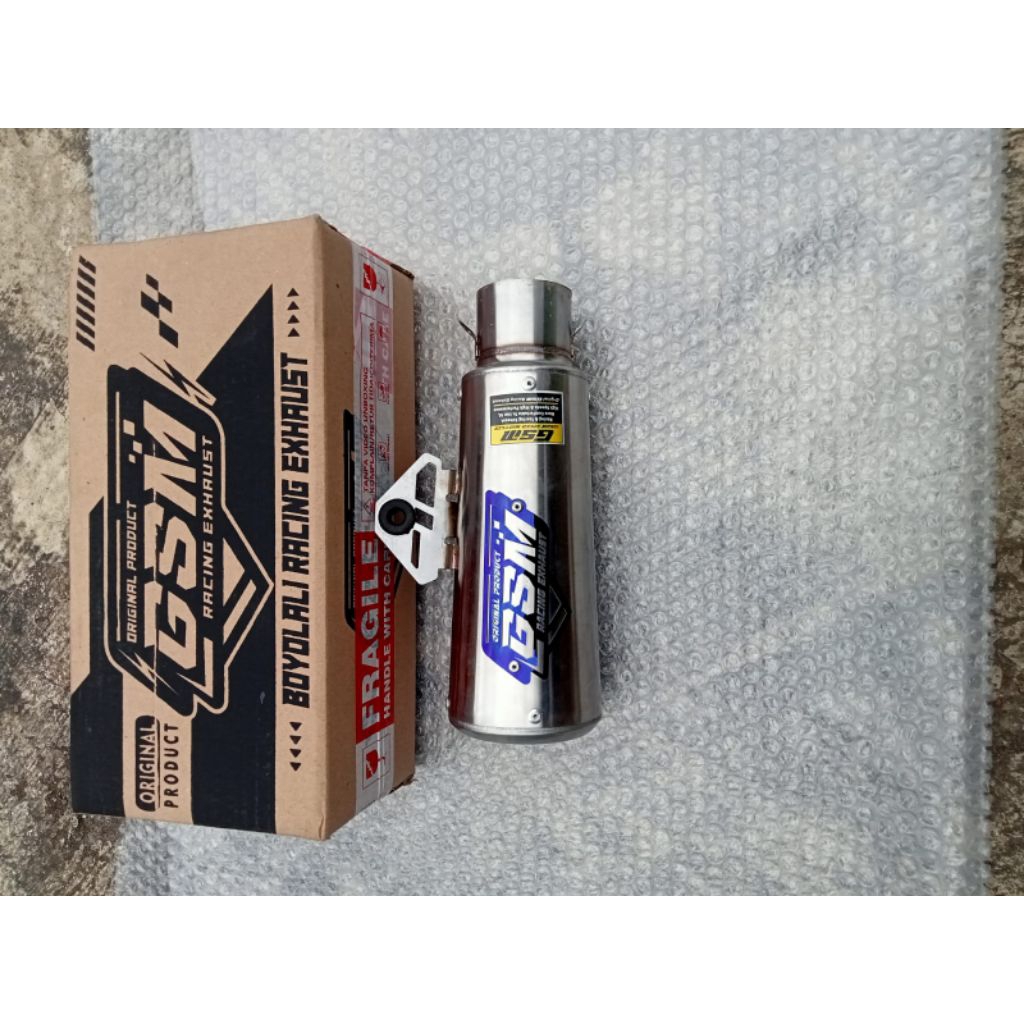 knalpot GSM original type GP2/rjm stenlis emblem titanium terlaris