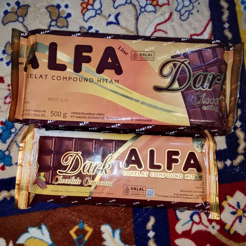Coklat Batang Alfa Dark Chocolate Compound 250 gr & 500 gr