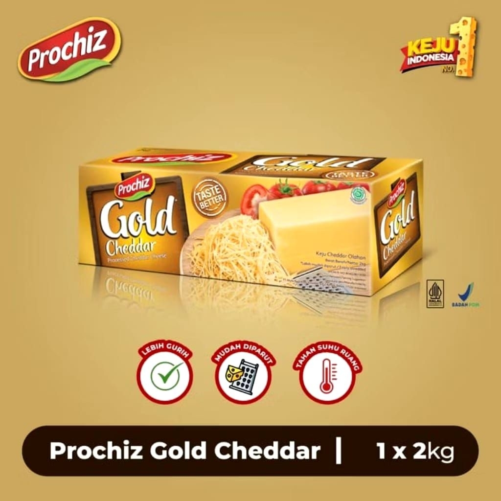 Prochiz Cheddar Gold 2kg / Keju Prochiz Cheddar gold