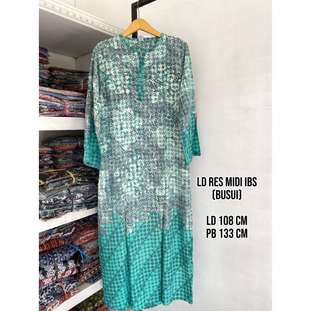 Luza~Long Dress/Daster Res Midi by Batik Luza| Daster Panjang|Daster Busui