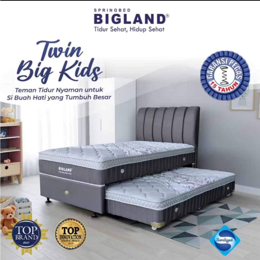 Bigland Springbed Twin Big Kids (Kasur Sorong Anak) - FREE 2 Bantal