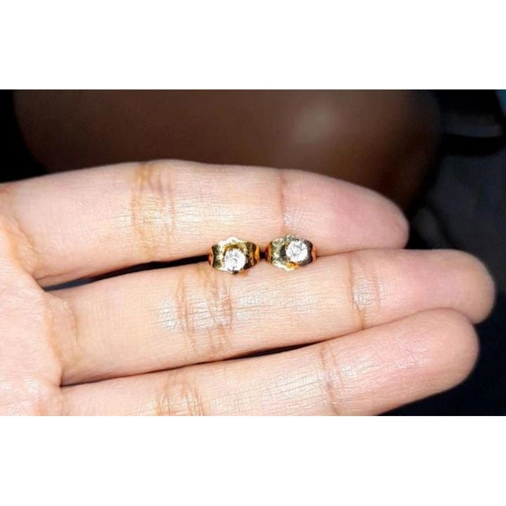 Anting Tusuk Mata Satu 3mm Tindik Hidung Lapis Emas Ringan