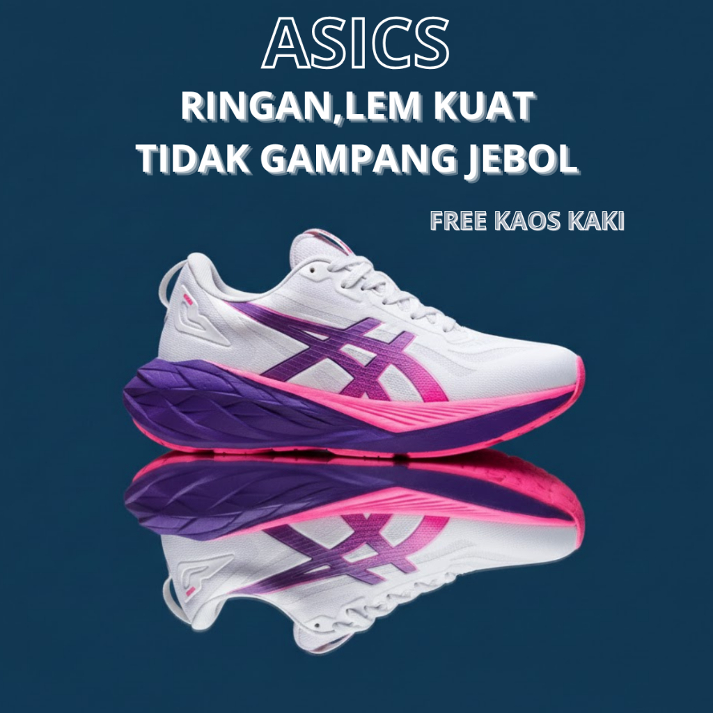 Sepatu Running Volly Asik Putih Pink Ungu pria wanita Anti Selip Free Kaos Kaki