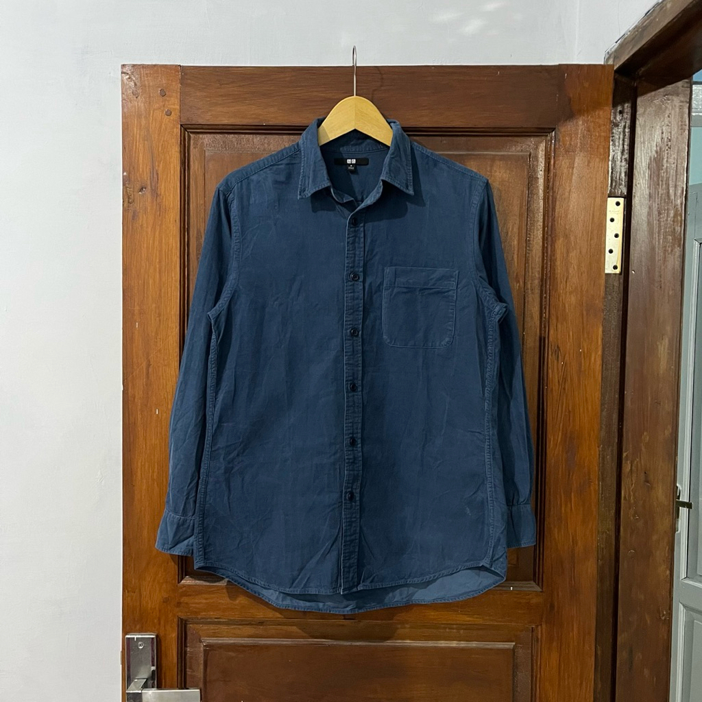 [M] Uniqlo Corduroy Long Sleeve Shirt (KM-134) I Blue