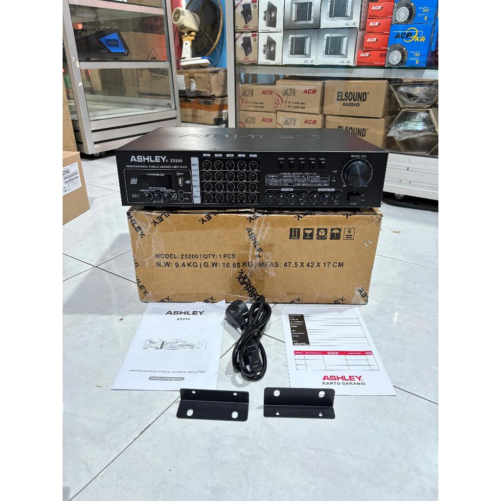 POWER AMPLIFIER Ampli ASHLEY Z5200 Z 5200 ORIGINAL 240 WATT USB Bluetooth 4 Chanel Garansi Resmi 2 A