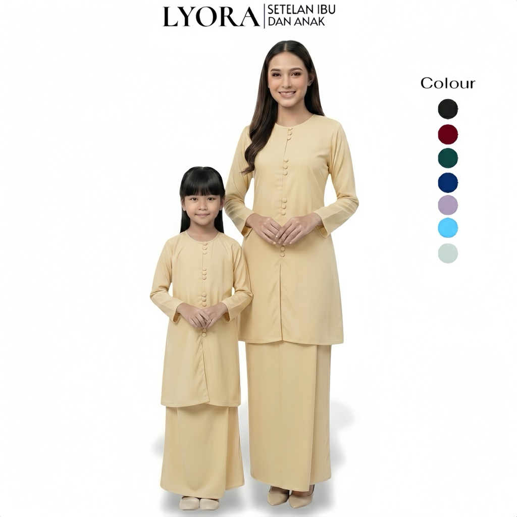 AMARA Stelan Rok Couple Lyora Ibu Dan Anak One Set Kurung Melayu Wanita Muslim Baju Kurung Terbaru