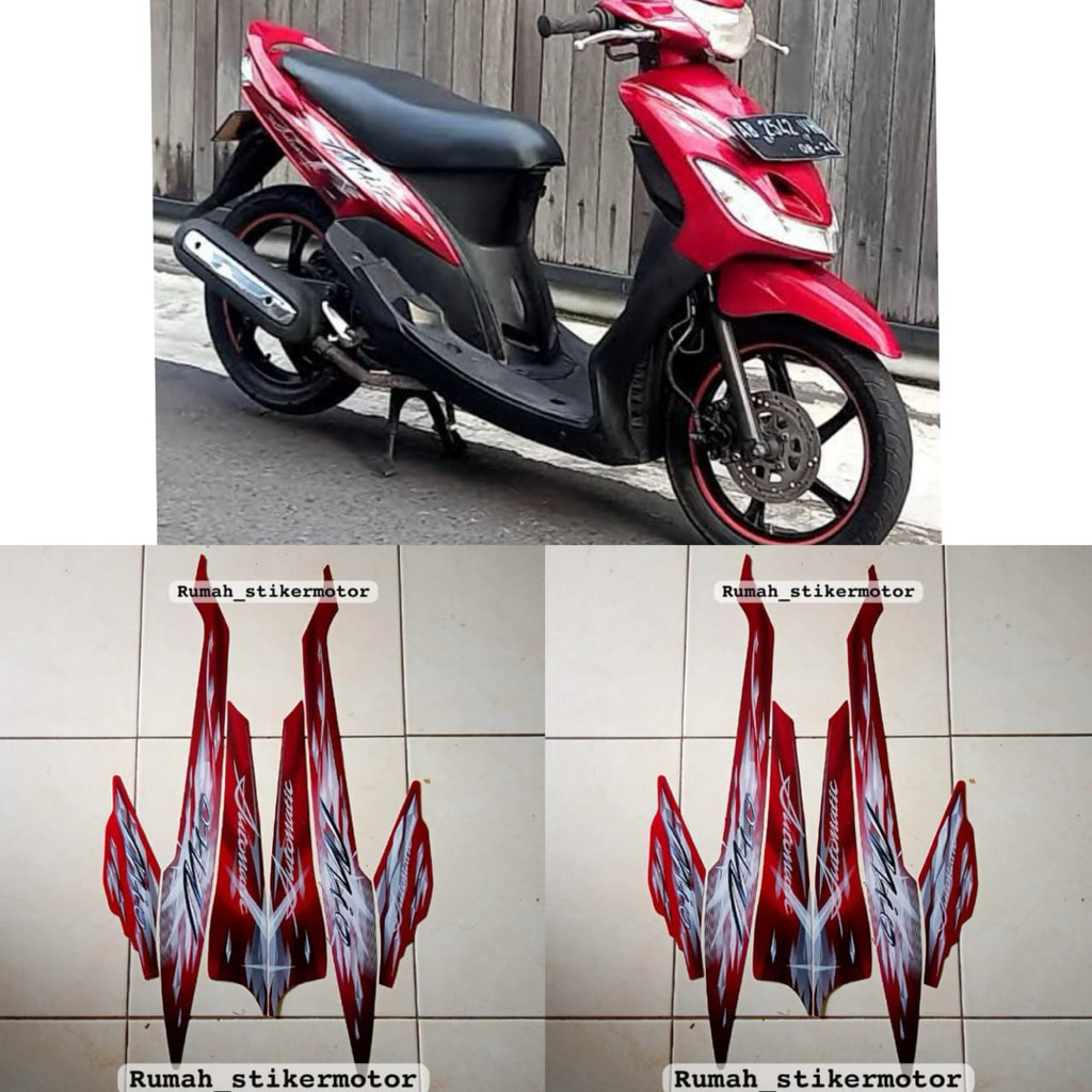 Stiker Striping Yamaha Mio Sporty 2009 - Mudah Dipasang, Tahan Lama, Warna Sesuai Original
