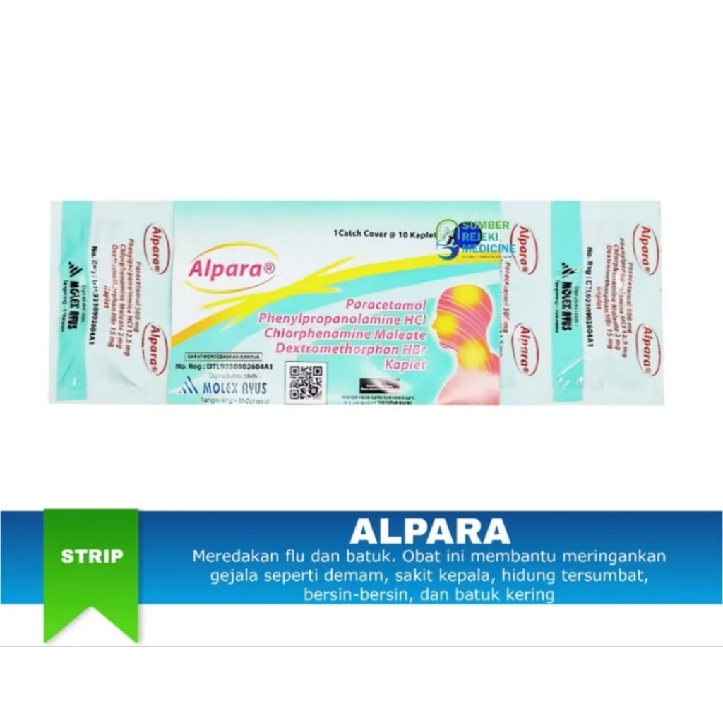 Alpara Kaplet Obat Batuk dan Flu, 1 Strip Isi 10 Kaplet