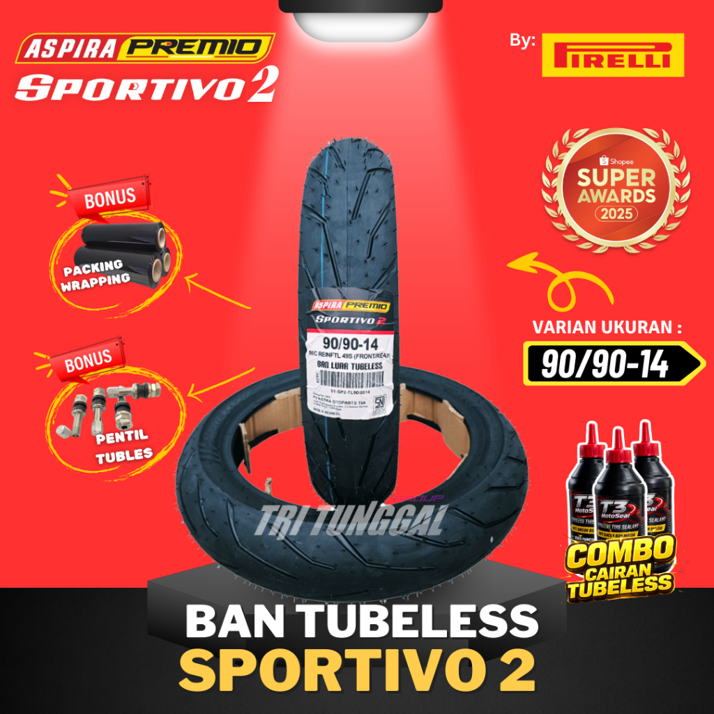 [READY COD] BAN ASPIRA PREMIO SPORTIVO 2 TUBELESS MEDIUM SOFT COMPOUND RING 14 / BAN MOTOR RING 14 M