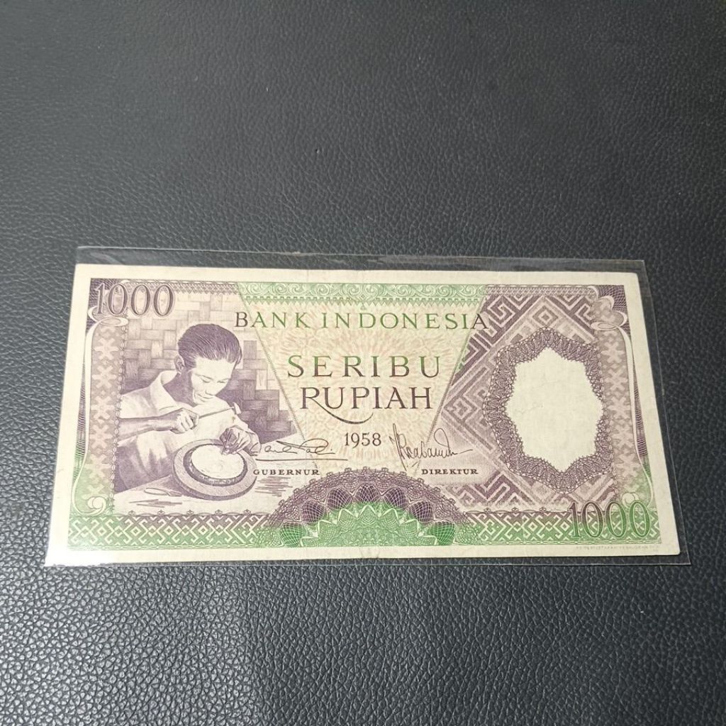 Uang kuno 1000 rupiah seri pekerja tahun 1958 no seri cantik