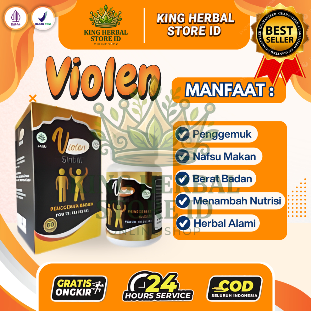 VIOLEN Obat Penggemuk Herbal Penambah Berat Badan (60 Kapsul) Asli 100% Original BPOM