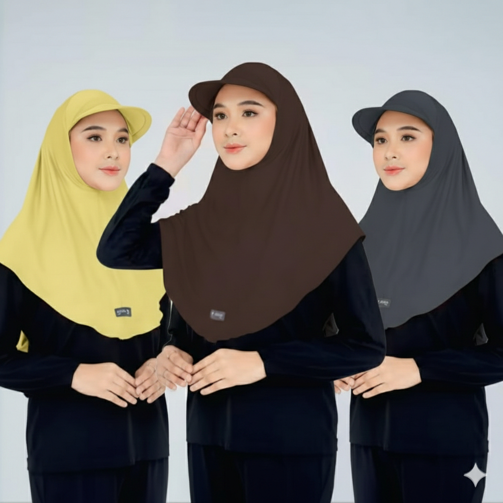 Hijab Sport Topi, Hijab Olahraga Anti panas Size L Ukuran 70x85 ,Baju olahraga muslim Wanita
