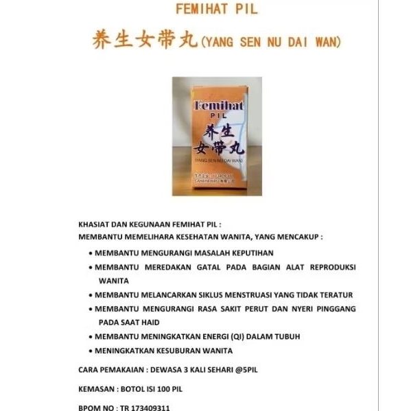 yang shen nu tai wan obat keputihan femilat