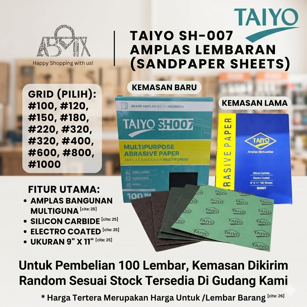 Amplas Kertas Taiyo / Amplas Duco Taiyo Lembaran grit 60 - 5000