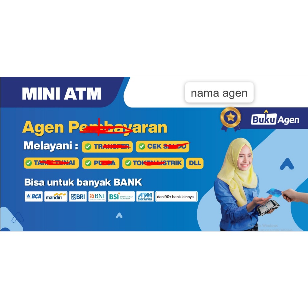 STIKER VINYL HIASAN KONTER MINI ATM BUKU AGEN ( CUSTOM NAMA AGEN )