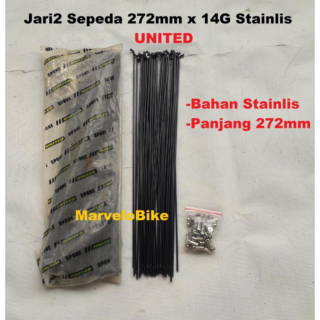Spoke Jari-Jari Stainless Sepeda 272mm x 14G Merk UNITED Jari-Jari Stainless Sepeda MTB 27.5 Fixie R